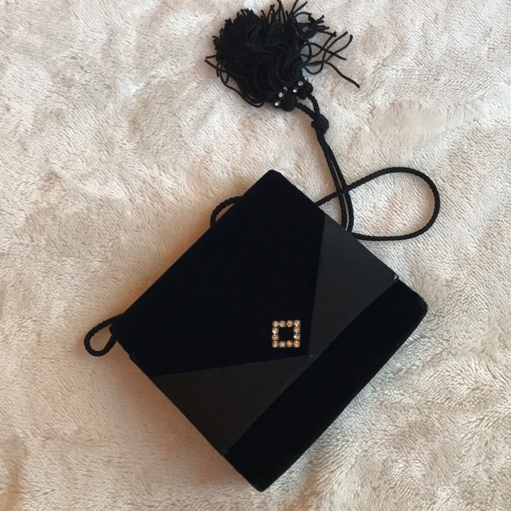 Black velvet evening bag, free with purchase